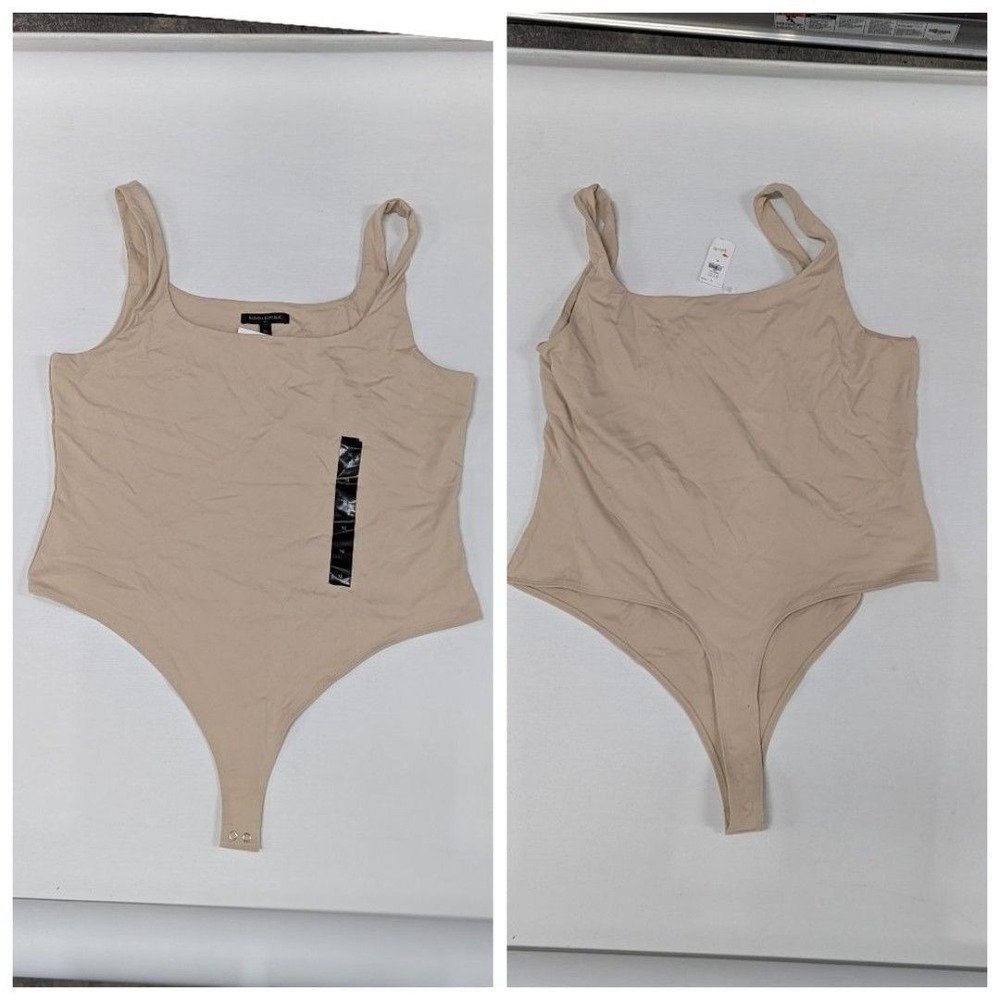 Coastal Chic Y2K Minimalist festival Banana Republic Nude Thong Bodysuit NWT XL
